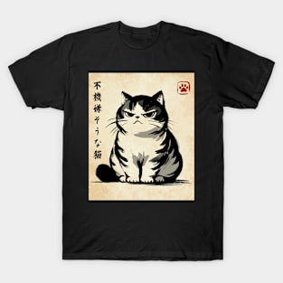 Kawaii Cat Anime Japanese Streetwear Novelty Funny Cat T-Shirt